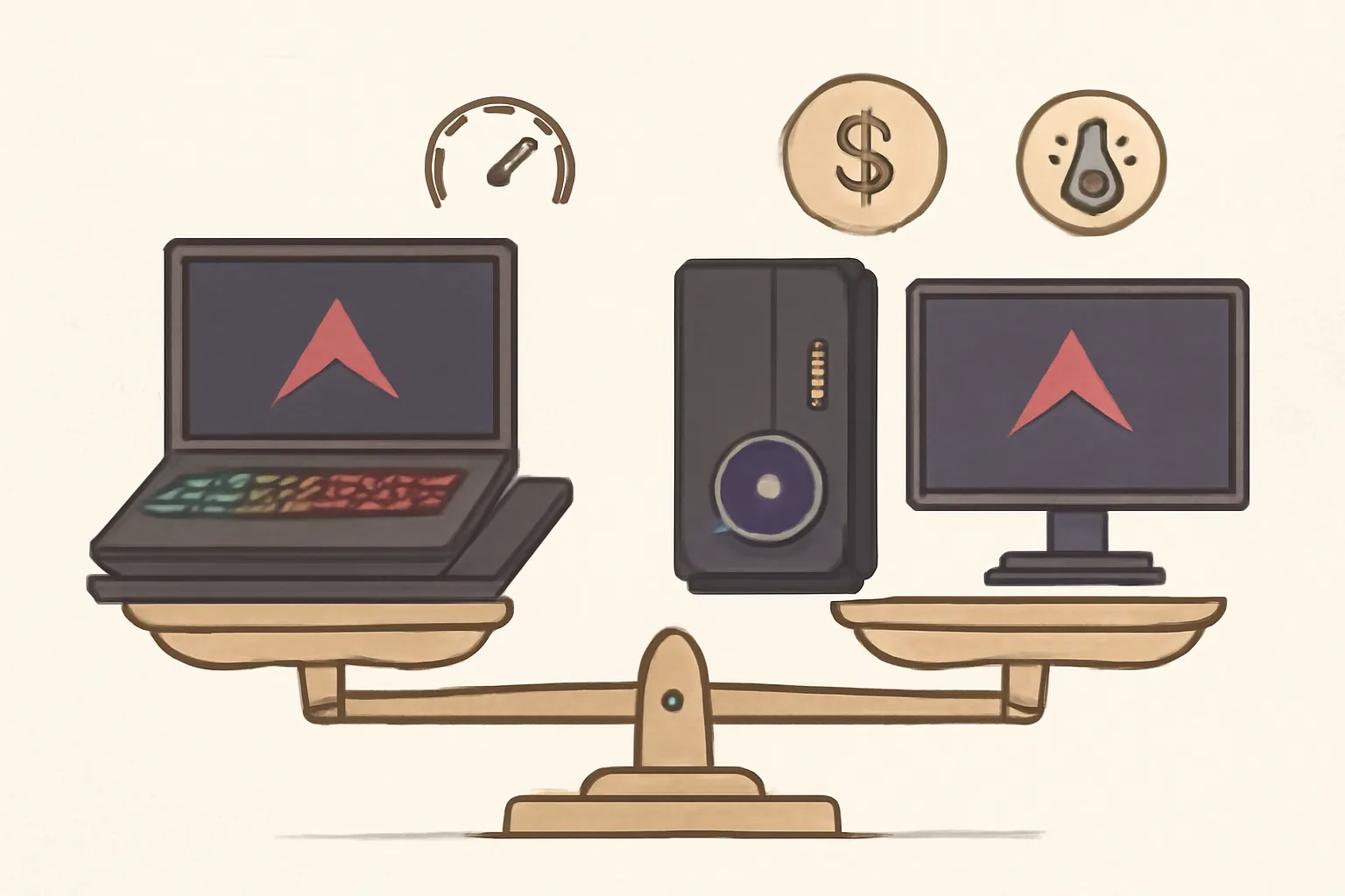 게이밍노트북 쿨링패드 게이밍데스크탑 비교 발열관리 일러스트