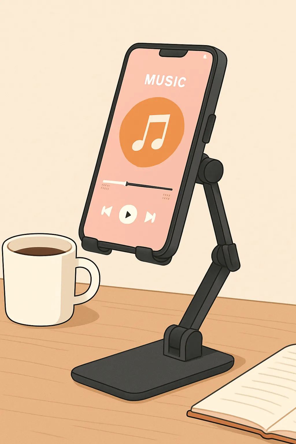높이각도조절 스마트폰거치대 음악감상 테이블 커피 노트