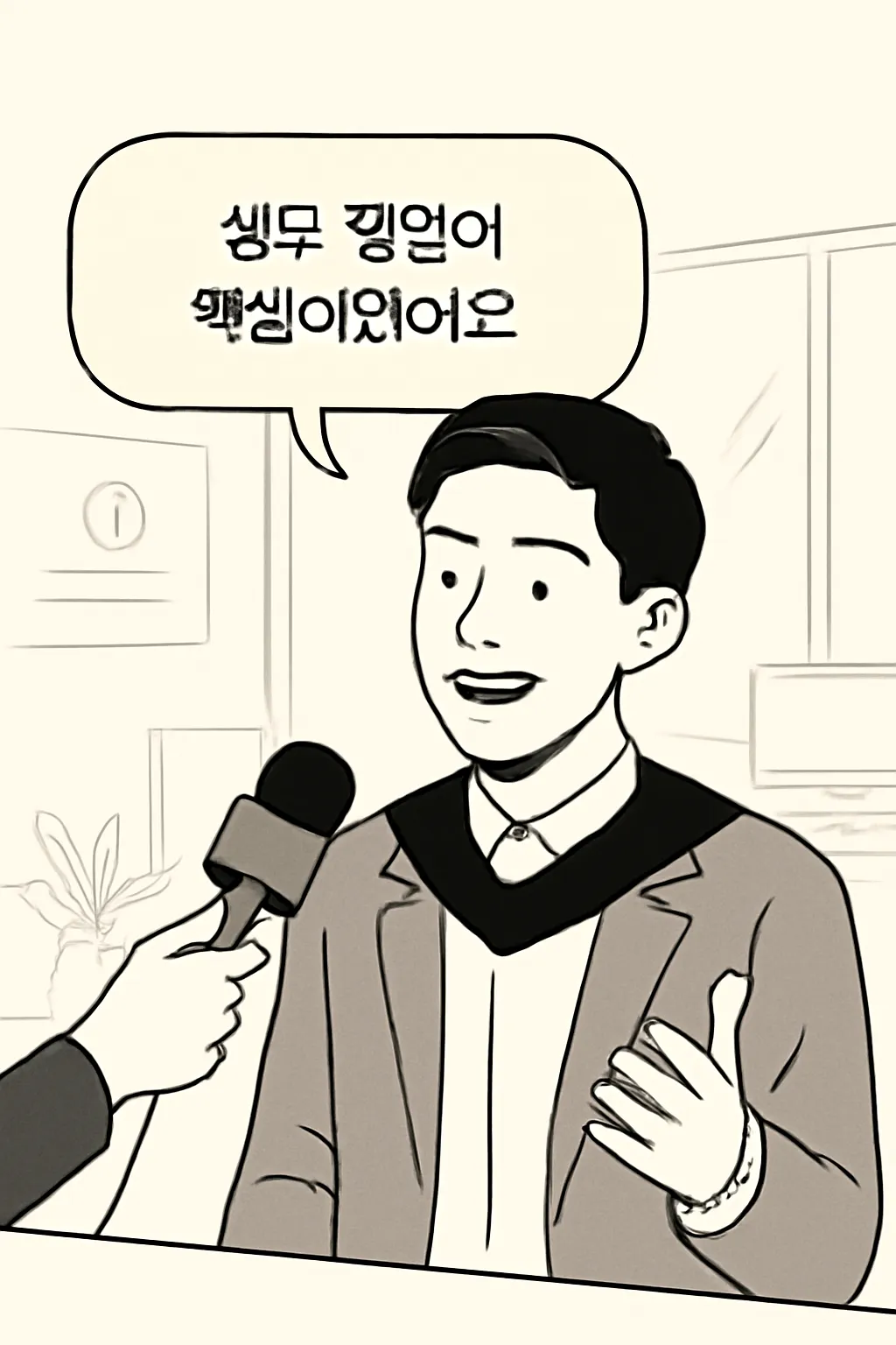 대학졸업생인터뷰 실무경험중심 비즈니스캐주얼일러스트