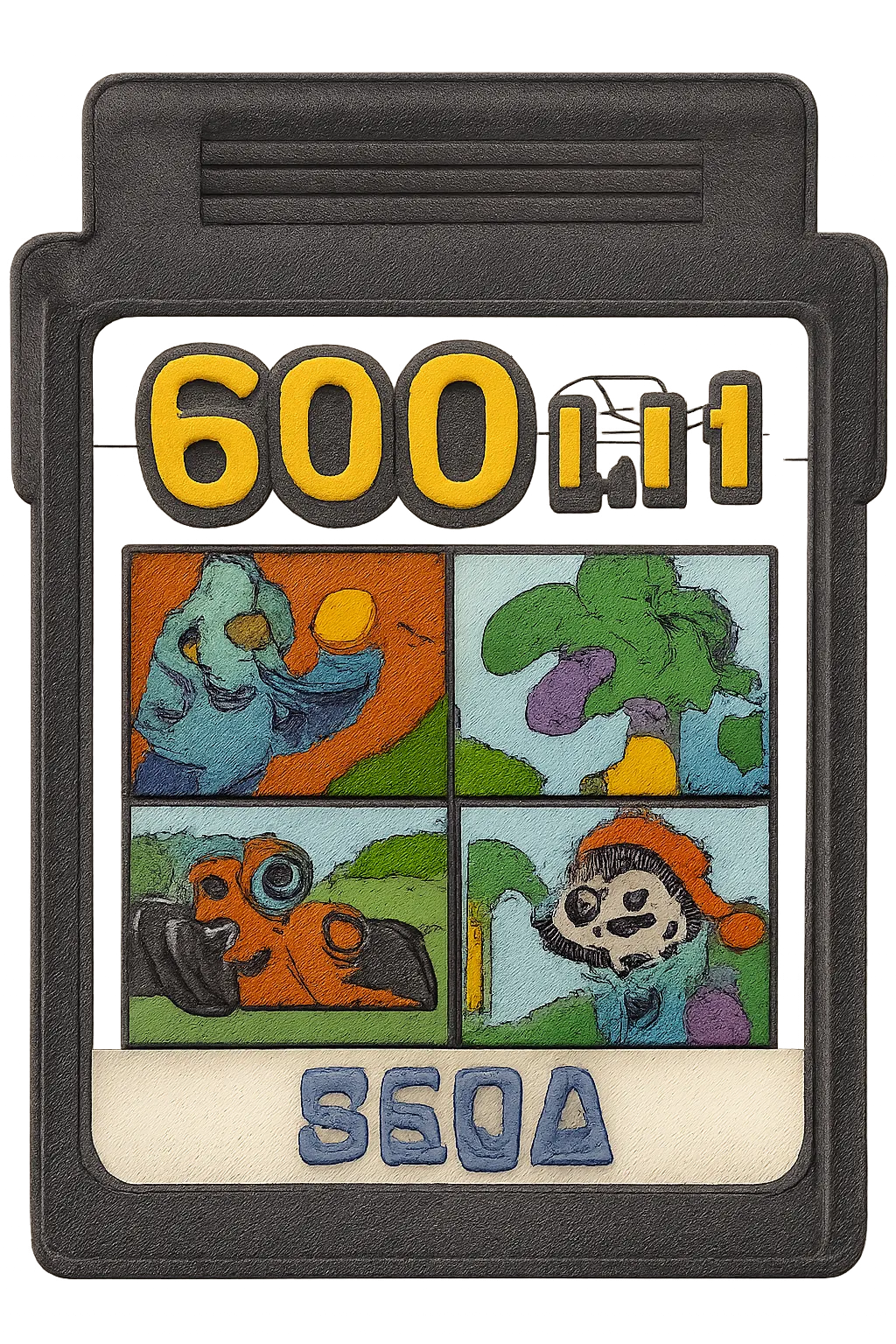 세가 마스터 시스템 600 in 1 멀티 게임 카트리지 2d 일러스트