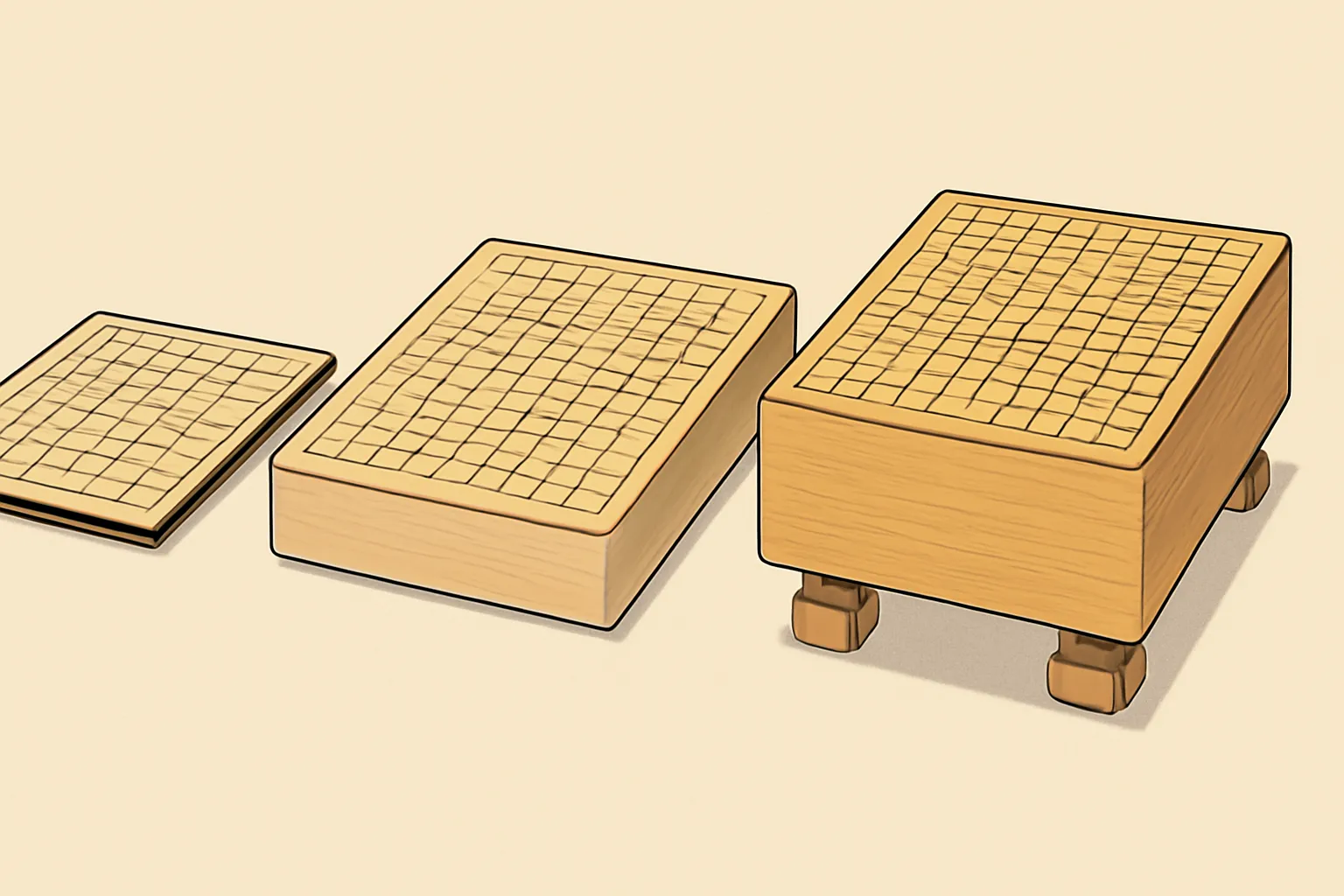 얇은접이식바둑판 양면중간두께바둑판 고급원목두꺼운바둑판 2d일러스트