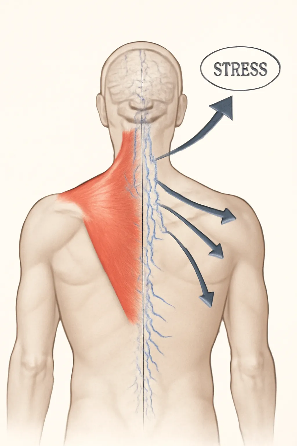 직장인 스트레스 승모근 어깨통증 의학일러스트