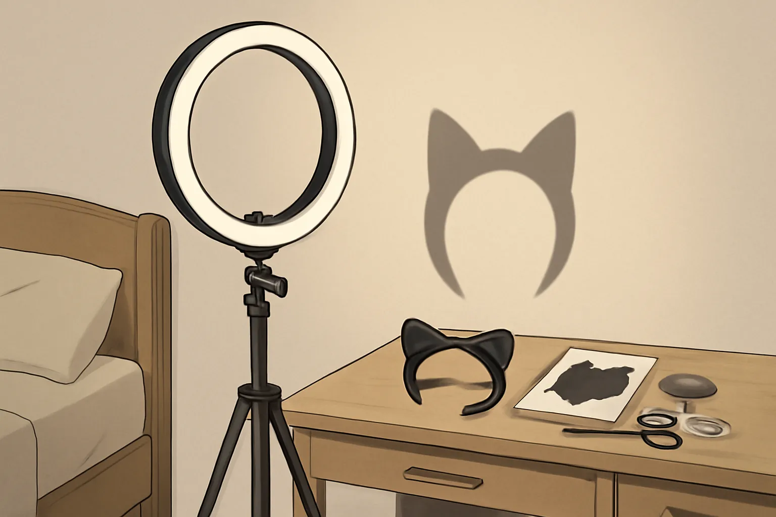 침실 그림자놀이 sns영상 촬영팁 링라이트 삼각대