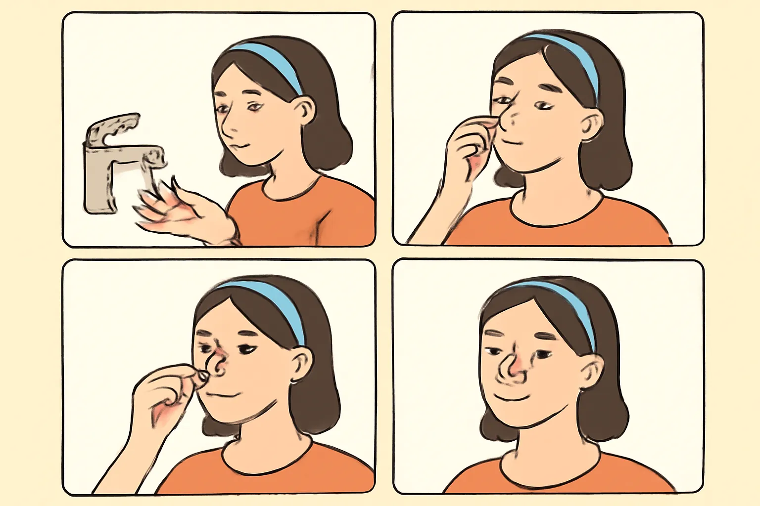 코교정기 사용법 일러스트 단계별 순서도