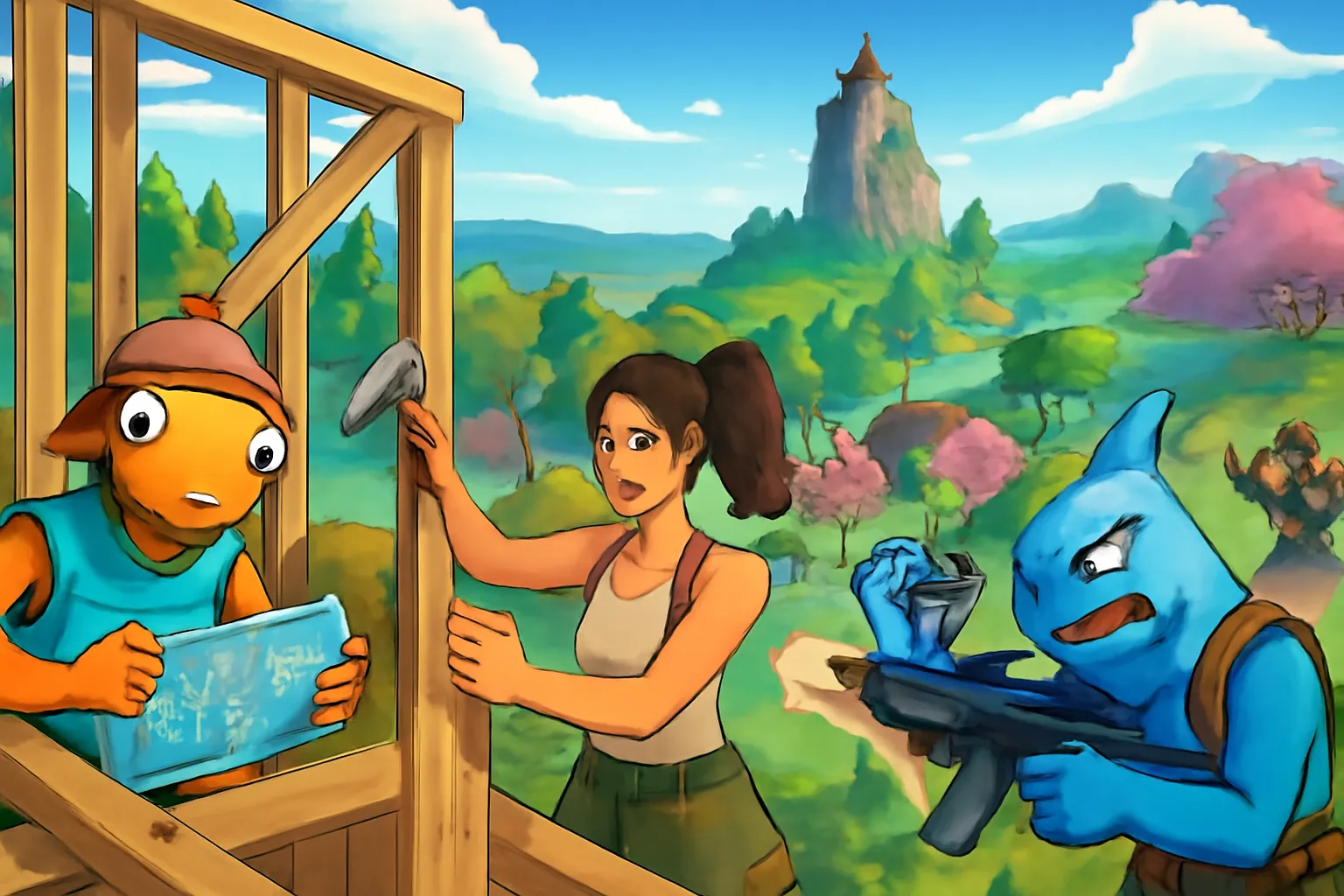 포트나이트 세계관 확장 업데이트 맵 건축 전투 일러스트