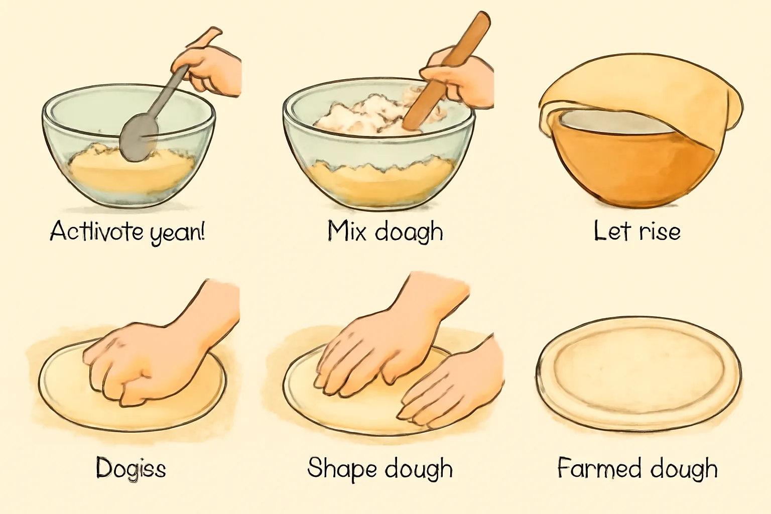 피자도우 만들기 과정 6단계 일러스트