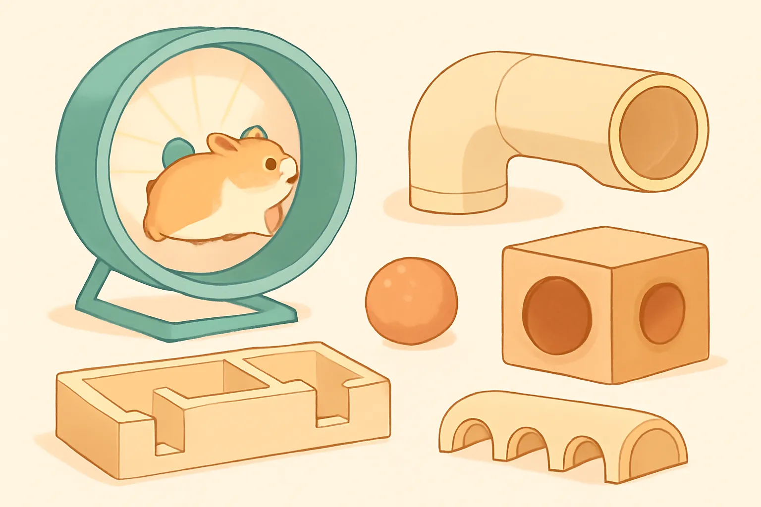 햄스터 무소음 쳇바퀴 터널 미로 장난감 놀이기구 일러스트