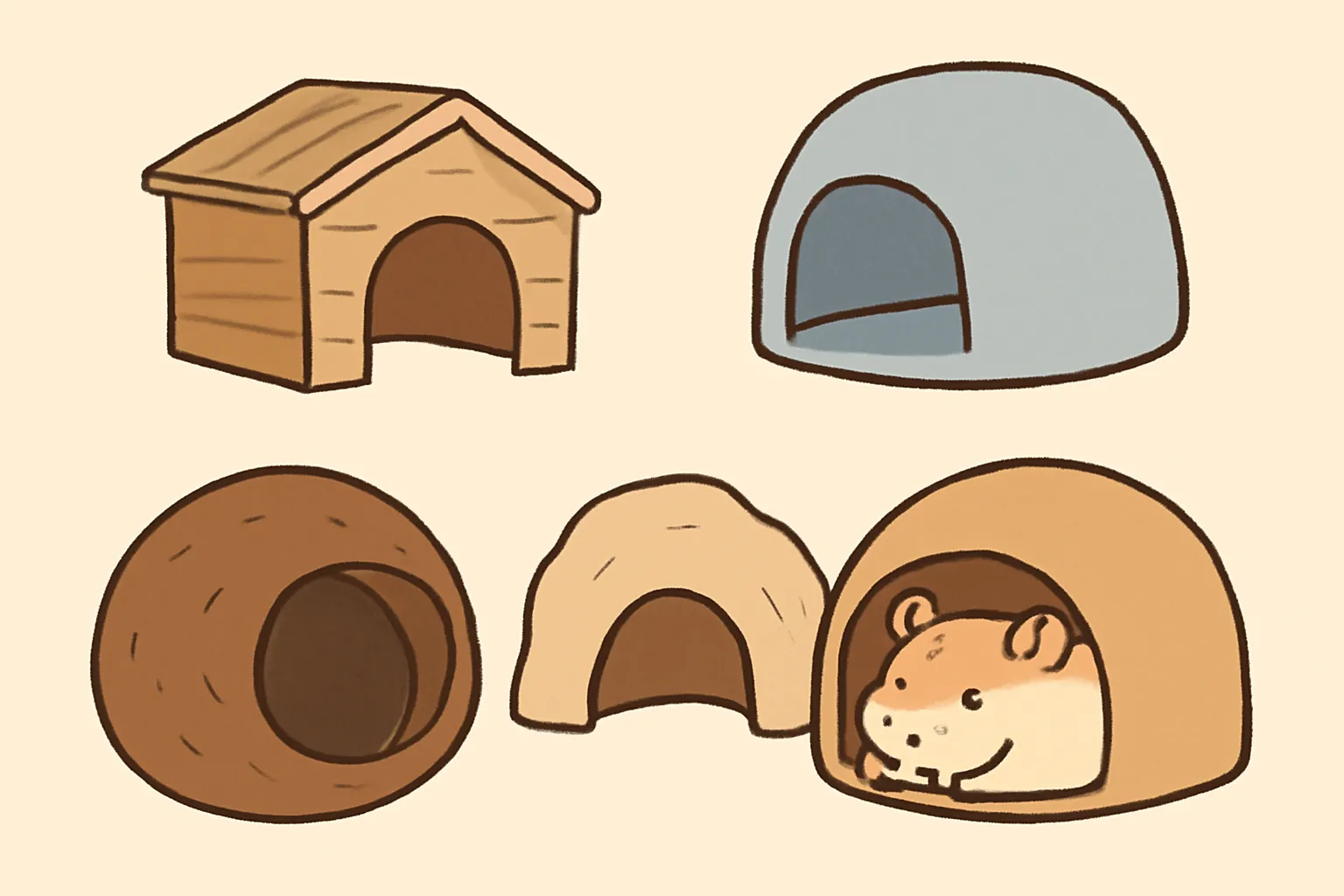 햄스터 은신처 하우스 종류 일러스트
