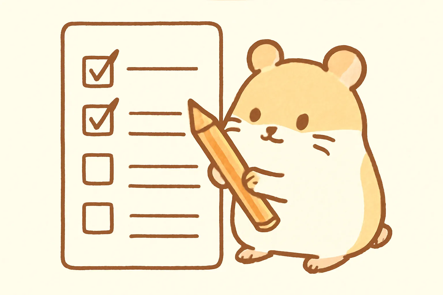 햄스터 케이지 체크리스트 귀여운 파스텔톤 일러스트