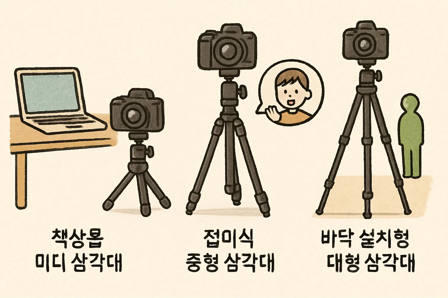 홈스튜디오 삼각대 비교 책상용미니 접이식중형 바닥설치형대형