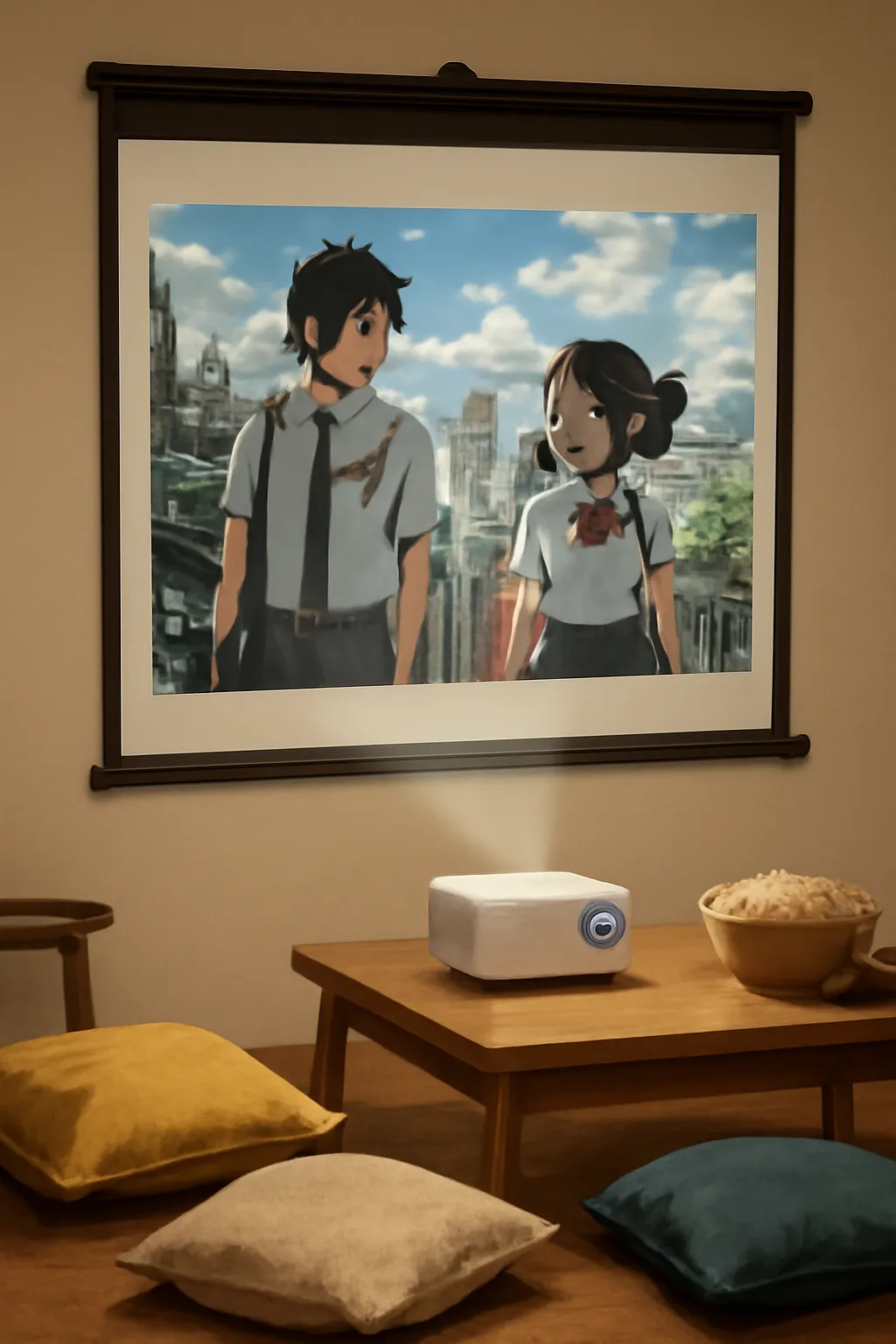 홈시네마 빔프로젝터 너의이름은 스크린 일러스트