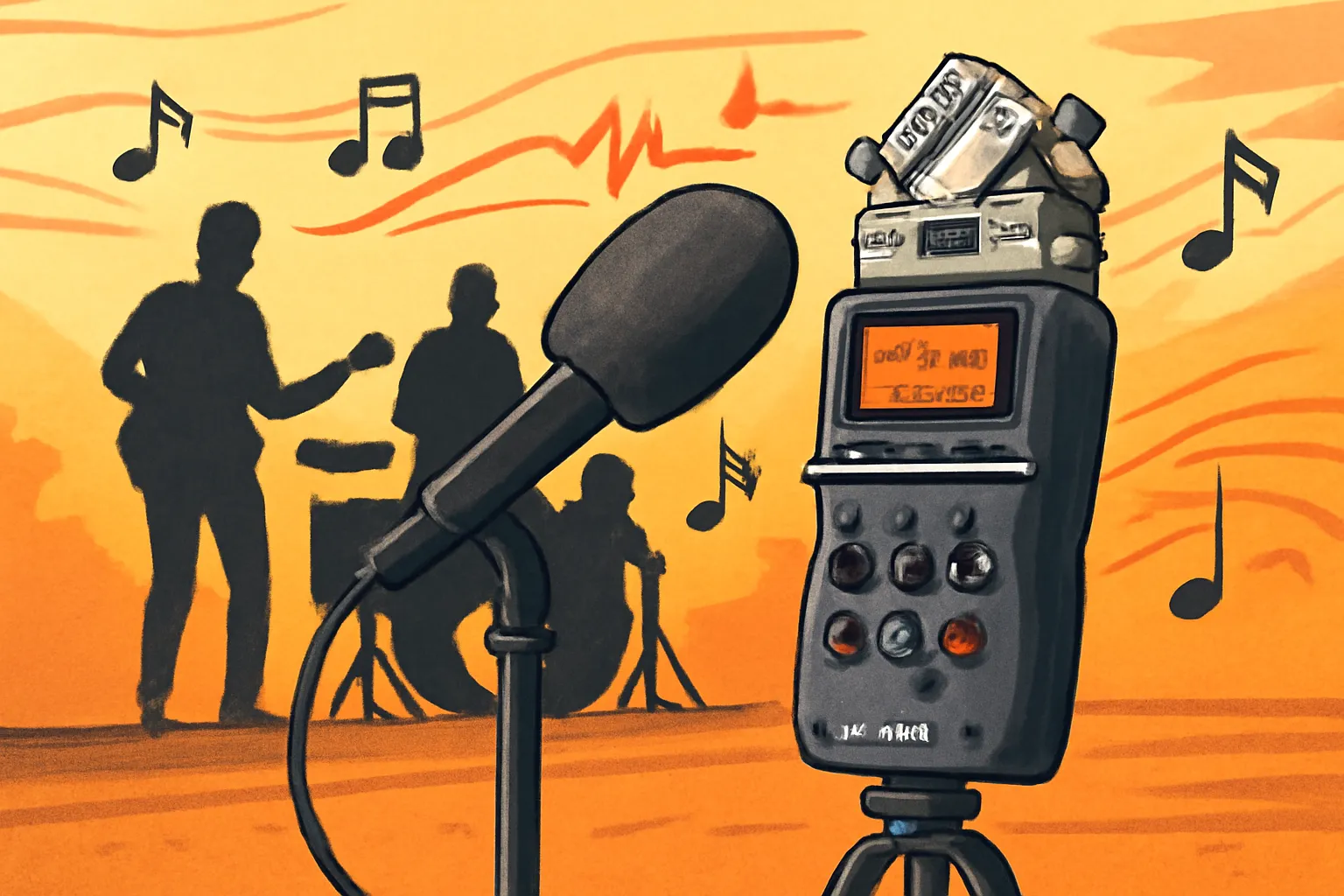 zoom h5 핸디레코더 음악공연 일러스트 녹음